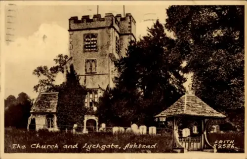 Ak Ashtead Surrey England, Kirche und Lychgate,   von Frith, 2586