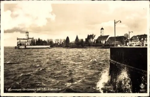 Ak Langenargen am Bodensee, Langenargen am Bodensee, Schloss Montfort, Wasser, Wolken