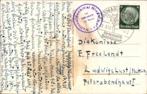 Ak Rüdesheim am Rhein, Niederwalddenkmal, Blick auf Rüdesheim, Rhein, Landschaft