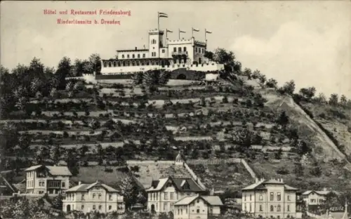Ak Dresden Altstadt, Hôtel und Restaurant Friedensburg, Niederlössnitz,  Hügel, Bäume