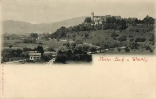 Ak Lorch im Rheingau Hessen, Kloster  Landschaft, Fluss, Bäume, Hügel