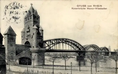 Ak Mainz am Rhein, Kaiserbrücke