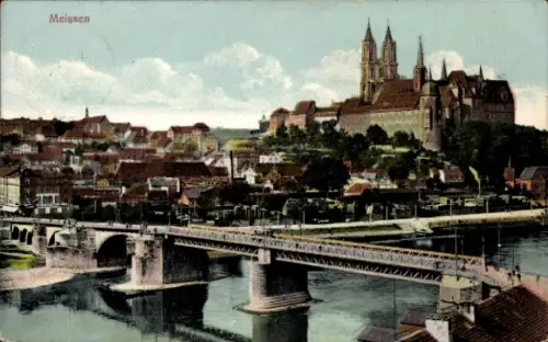 Ak Meißen an der Elbe, Stadtansicht, Brücke