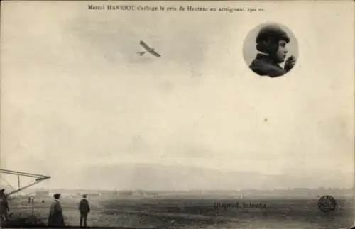 Ak Marcel Hanriot, s' adjuge le prix de Hauteur en atteignant 290 m, Flugpionier