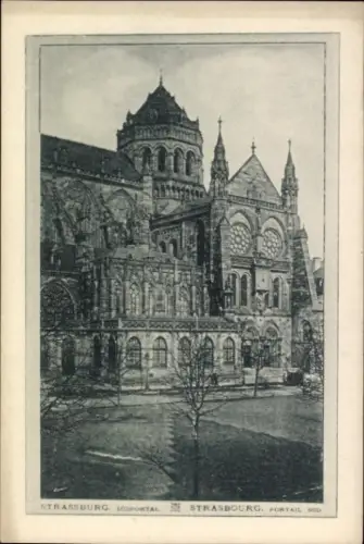 Ak Strasbourg Straßburg Elsass Bas Rhin, Kirchenportal, Reklame Konservenfabrik