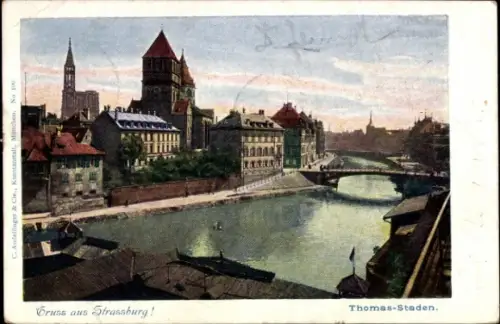 Ak Strasbourg Straßburg Elsass Bas Rhin, Thomas Staden, Brücke