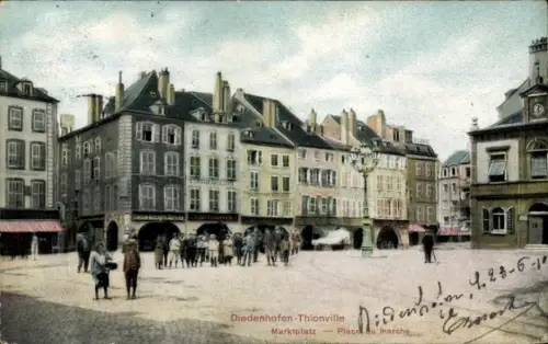 Ak Thionville Diedenhofen Lothringen Moselle, Marktplatz