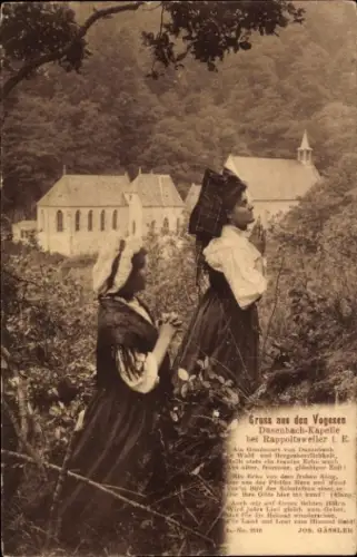Ak Ribeauvillé Rappoltsweiler Elsass Haut Rhin, Dusenbach-Kapelle, Betende Frauen