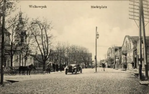 Ak Waukawysk Wolkowysk Weißrussland, Marktplatz, Automobil