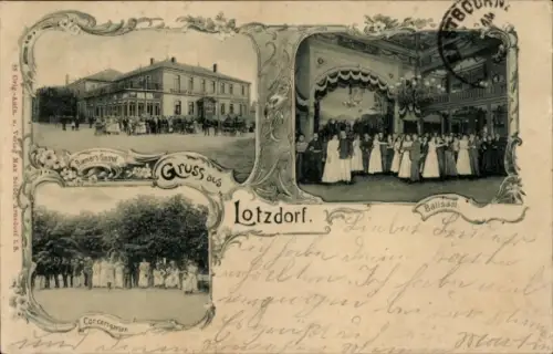 Ak Lotzdorf Radeberg in Sachsen, Riemers Gasthof, Ballsaal