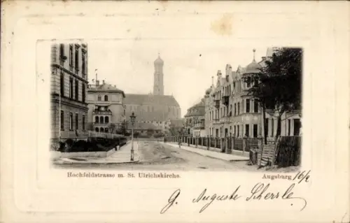Präge Ak Augsburg in Schwaben, Hochfeldstraße, Sankt-Ulrichskirche
