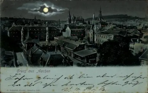 Mondschein Ak Aachen, Gesamtansicht