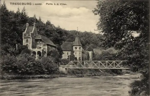 Ak Treseburg Thale im Harz, Bei den Villen, Brücke