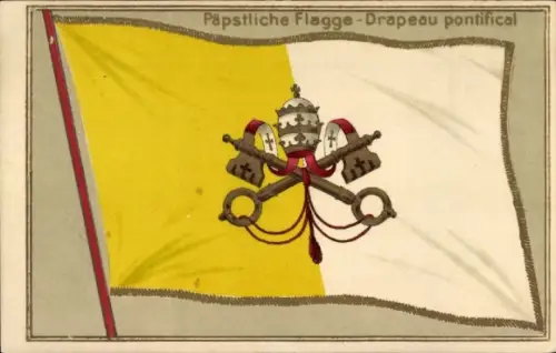 Präge Wappen Ak Päpstliche Flagge, Vatikan