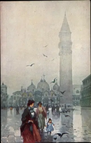 Künstler Ak Venezia Venedig Veneto, Piazza San Marco, Tauben