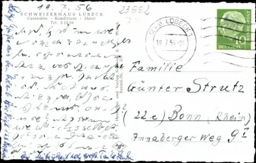 Ak Hansestadt Lübeck, Schweizerhaus Lübeck