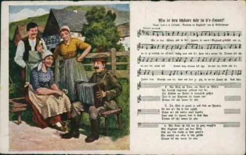 Lied Ak Mückenberger, Hilmar, Wu is den schäner wie in d'r Hamit, Soldat, Akkordeon, Bauern