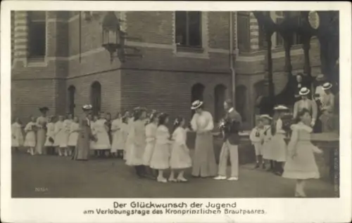 Ak Verlobung Kronprinz Wilhelm von Preußen, Kronprinzessin Cecilie, Glückwunsch der Jugend