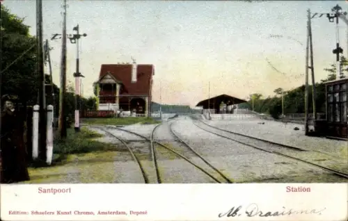 Ak Santpoort Nordholland, Station, Bahnhof, Gleisseite
