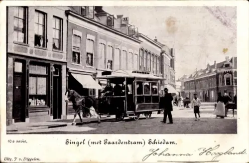 Ak Schiedam Südholland Niederlande, Singel, Paardentram, Pferdestraßenbahn