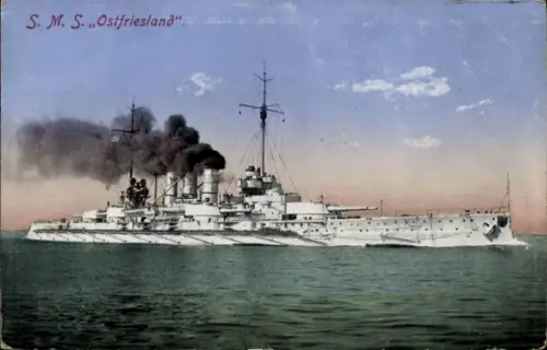 Ak Deutsches Kriegsschiff, SMS Ostfriesland, Großlinienschiff, Kaiserliche Marine