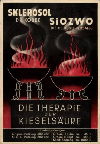 Ak Sklerosol Dr. Kobbe, SioZwo Die deutsche Heilsalbe, Kieselsäure, F. Blumhoffer Nachfolger Köln