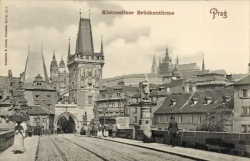 Ak Malá Strana Kleinseite Praha Prag Tschechien, Kleinseitner Brückentürme,   Brücke, Türme, Stat