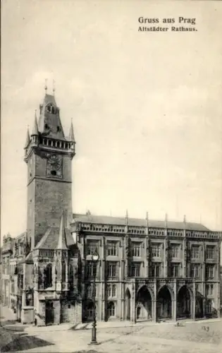 Ak Praha Prag Tschechien, Gruss aus  Altstädter Rathaus,  Architektur