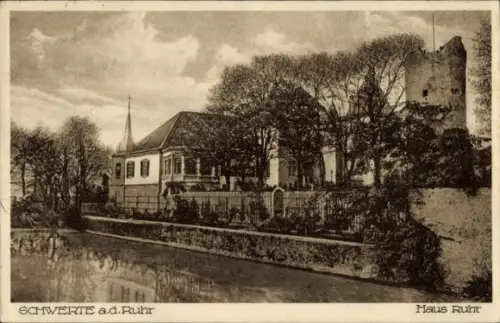 Ak Schwerte an der Ruhr, Schwerte a.d.Ruhr, Haus Ruhr, Fluss, Bäume,  Gebäude
