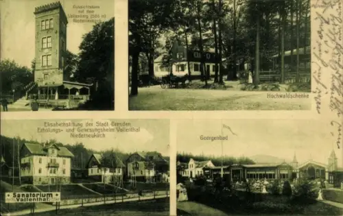 Ak Niederneukirch Neukirch in der Lausitz, Aussichtsturm, Elisabethstiftung, Sanatorium, Georgenb