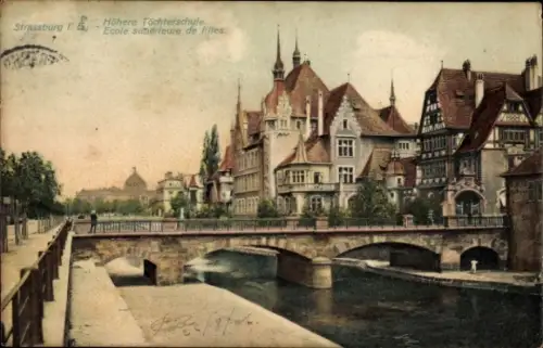 Ak Strasbourg Straßburg Elsass Bas Rhin, Höhere Töchterschule