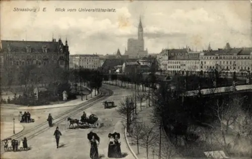 Ak Strasbourg Straßburg Elsass Bas Rhin, Blick vom Universitätsplatz