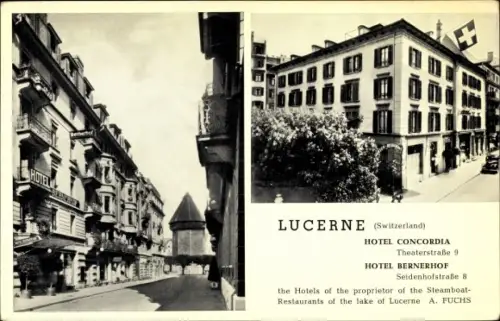 Ak Lucerne Luzern Stadt Schweiz, Hotel Concordia, Theaterstraße 9