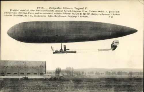 Ak Dirigéable Clement Bayard V.,  Französisches Luftschiff