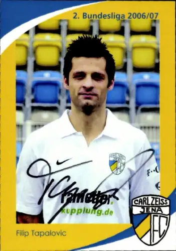 Autogrammkarte Fußballer Filip Tapalovic, FC Carl Zeiss Jena, Autogramm