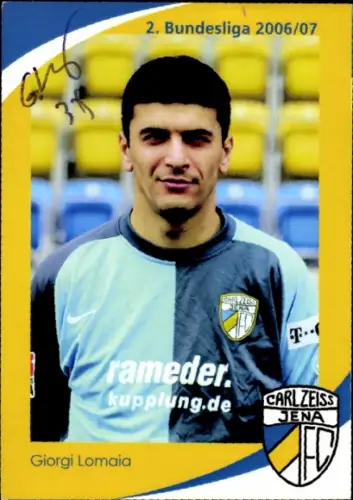 Autogrammkarte Fußballer Giorgi Lomaia, FC Carl Zeiss Jena, Autogramm
