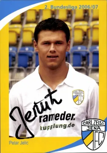Autogrammkarte Fußballer Petar Jelic, FC Carl Zeiss Jena, Autogramm