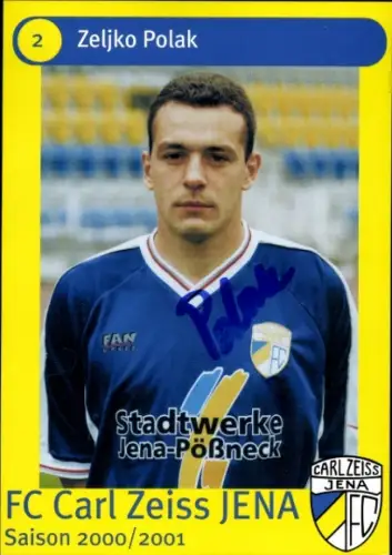 Autogrammkarte Fußballer Zeljko Polak, FC Carl Zeiss Jena, Autogramm