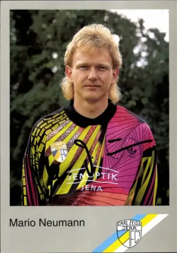 Autogrammkarte Fußballer Mario Neumann, FC Carl Zeiss Jena, Autogramm