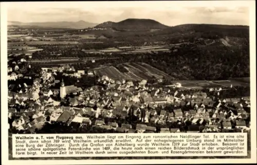 Ak Weilheim an der Teck Schwäbische Alb, Weilheim a. T. vom Flugzeug aus, alte Stadt, romantische