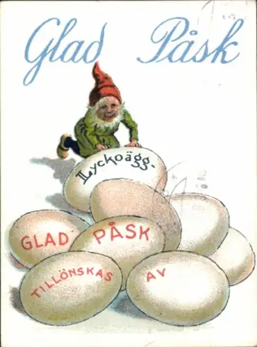 Künstler Ak Nyström, Jenny, Frohe Ostern, Zwerg, Eier