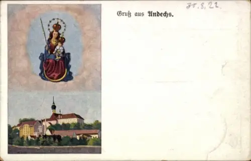 Ak Andechs am Ammersee, Kloster Andechs, Madonna mit Kind