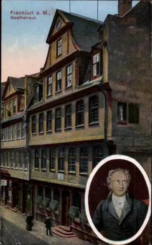 Ak Frankfurt am Main, Goethehaus, Außenansicht, Portrait Goethe