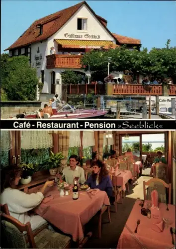 Ak Hagnau am Bodensee, Gasthaus Seeblick, Café-Restaurant, Pension, Terrasse, Speisesaal
