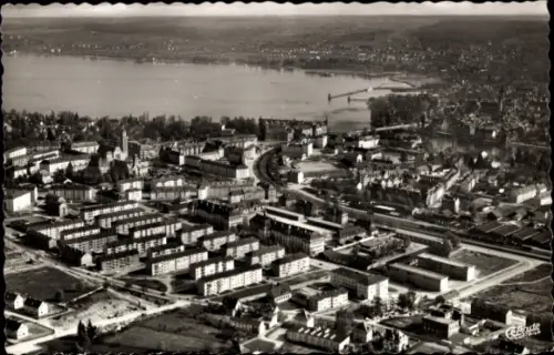 Ak Konstanz am Bodensee, Luftaufnahme von  Blick auf das Schweizer Ufer, Stadtansicht
