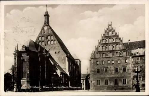 Ak Freiberg in Sachsen,  Dom, Stadtmuseum,  Gebäude