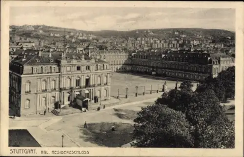 Ak Stuttgart in Württemberg,  Kgl. Residenzschloss,  Architektur, Parkanlage