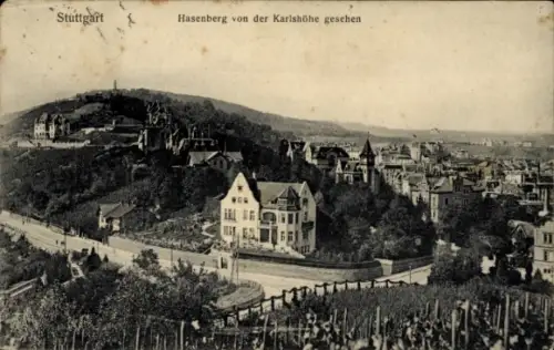 Ak Stuttgart in Württemberg,  Hasenberg von der Karlshöhe gesehen