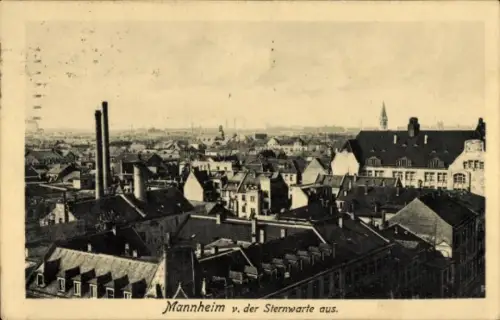 Ak Mannheim in Baden, Blick über  Dächer, Türme, Sternwarte