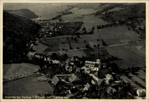 Ak Glottertal im Schwarzwald, Luftaufnahme von  Gasthaus zum Hirschen, ländliche Umgebung